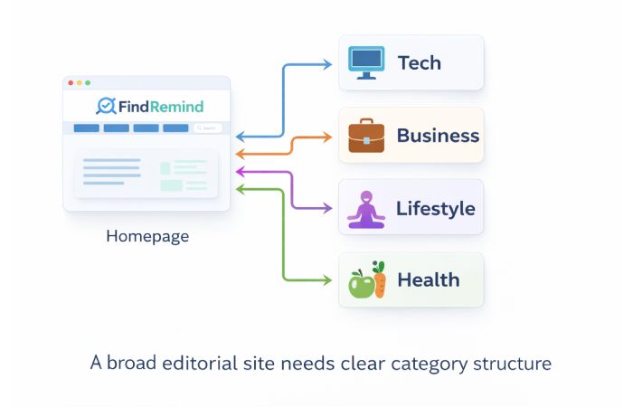 FindRemind category structure diagram