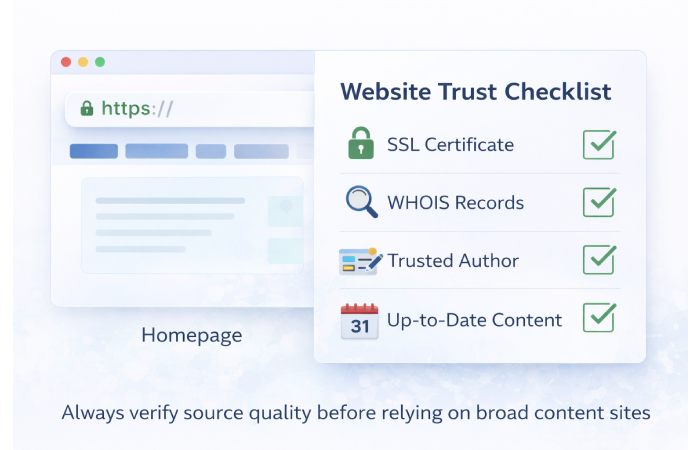 website trust evaluation checklist illustration